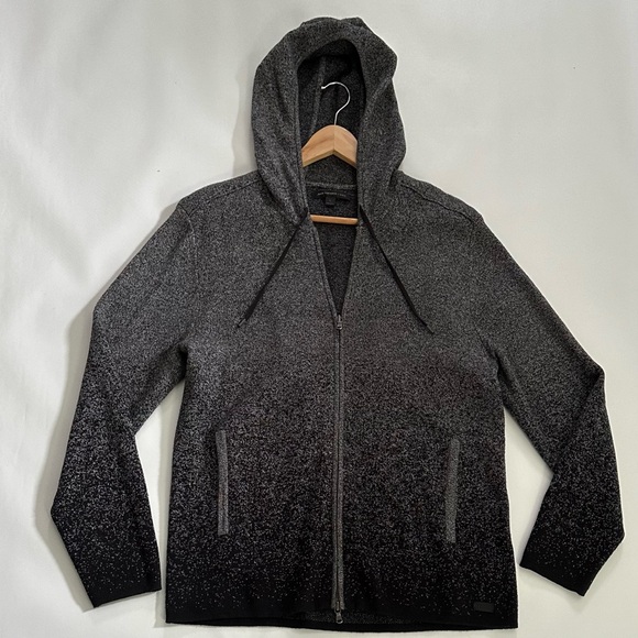 JOHN VARVATO’S Black and Gray Hooded Zip-Up Sweater